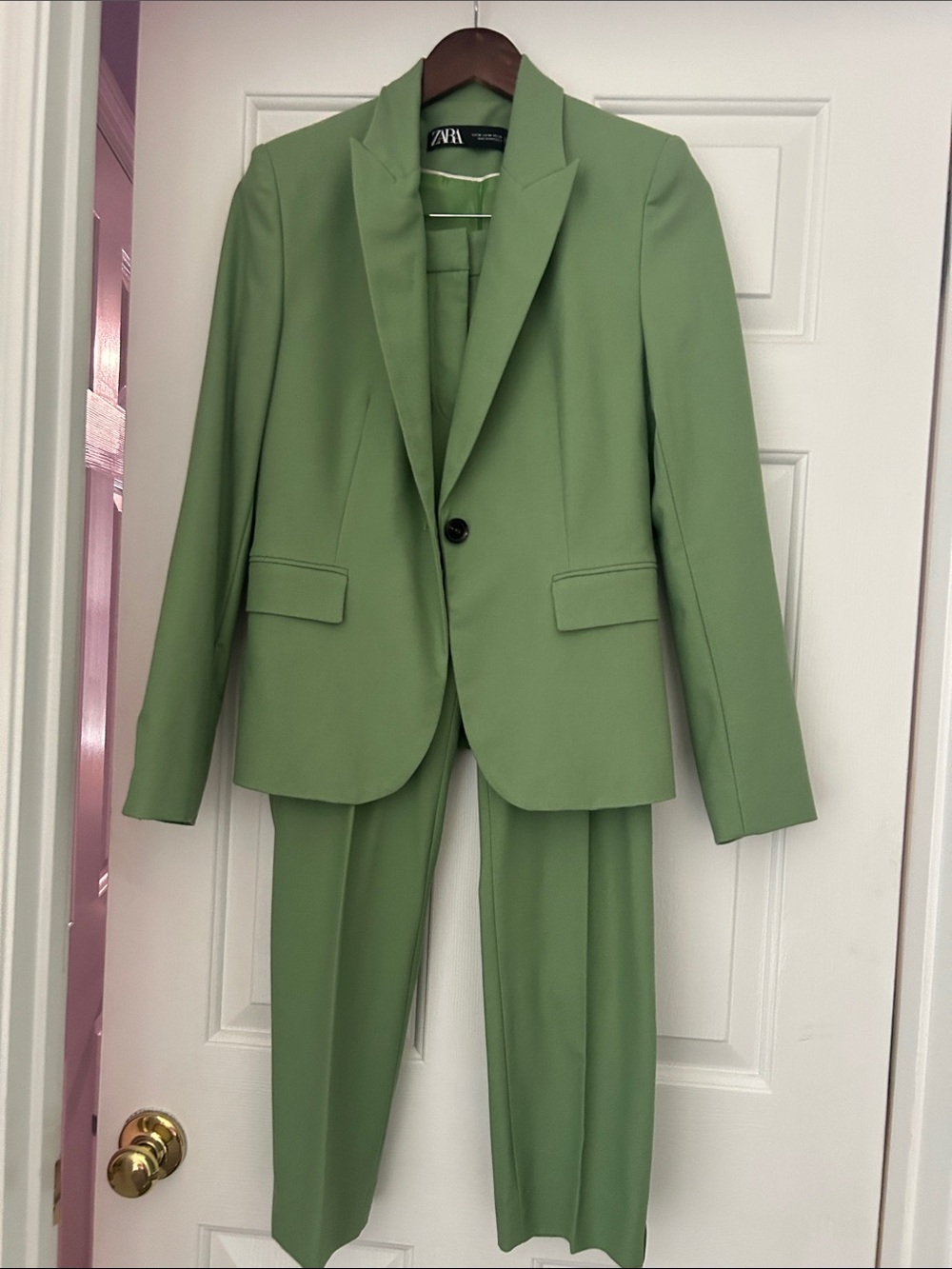 Zara Sage Green Tailored Blazer and Trousers